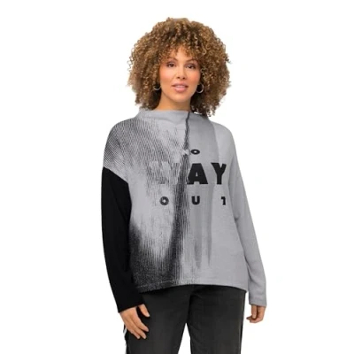 Abbildung von Ulla Popken Kuschelausschnitt Langarm Sweatshirt, Damen, Größe: 46/48, Hellgrau mélange