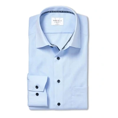 Abbildung von Marvelis Herren Businesshemd Langarm Non Iron Modern Fit,Chambray,New Kent,bleu 11,44