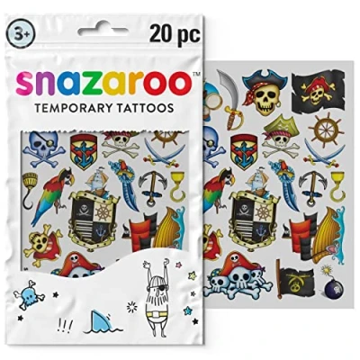 Abbildung von Snazaroo Kinder Tattoo Set &quot;Piraten Jungen&quot;, 20 Kindertattoos mit Piratenmotiven