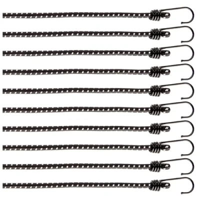 Abbildung von com four® 10 teiliges Set Gummispanner mit reflektierenden Streifen Gepäckspanner Expander Haken Spanngummi zur Ladungssicherung Spanngurt