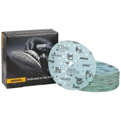 Abbildung von Mirka Galaxy Epoxid Schleifpapier 150mm Klett Korn 2000 zum Schleifen von Epoxidharz, Holz, Epoxy, Rivertable / 50 Stk Schleifscheiben