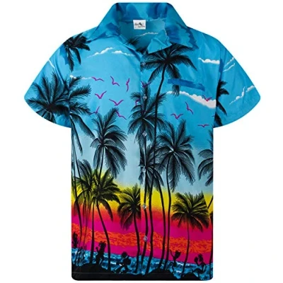Abbildung von King Kameha Funky Hawaii Hemd, Herren, Kurzarm, Beach, Türkis, M