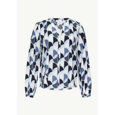 Abbildung von s.Oliver MIT Raffdetails UND ALL OVER Print Bluse, Damen, Größe: 38, Navy
