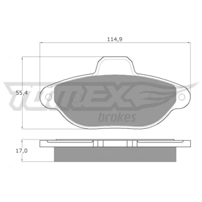 Abbildung von TOMEX brakes TX 12 41 Bremsbelagsatz Vorderachse für Verschleißwarnanzeiger vorbereitet FIAT: Panda II Schrägheck, Punto Schrägheck