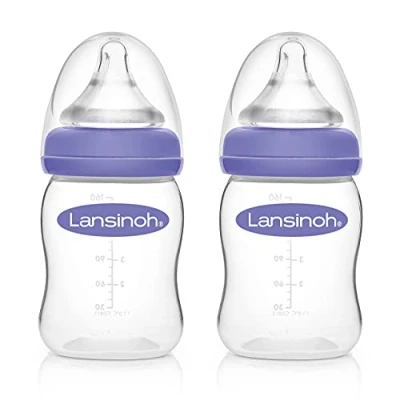 Abbildung von Lansinoh Babyflasche mit NaturalWave Sauger Gr. S, 2 x 160 ml, Doppelpack
