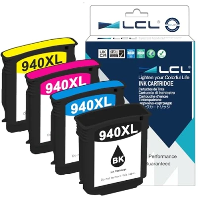Abbildung von LCL 940XL C4906AE C4907AE C4908AE C4909AE (4Pack 1Schwarz 1Cyan 1Magenta 1Gelb) Tintenpatrone Kompatibel zu Officejet Pro 8000 A809a A811a A809n 8500 A909b A909a A909n A909g 8500A A910a