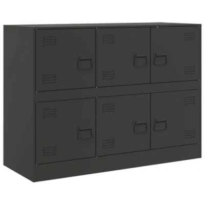 Abbildung von vidaXL Sideboard, Kommode Anrichte für Wohnzimmer, Metallschrank Schrank mit Stauraum, Highboard Beistellschrank Mehrzweckschrank, Schwarz Stahl