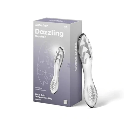 Abbildung von Satisfyer Dazzling Crystal 1 22 cm G Punkt Dildo Glasdildo Borosilikatglas Noppenstruktur Für mehr Stimulation Breiter Schaft mit Wellenstruktur ein heißes &amp; kaltes Temperaturspiel