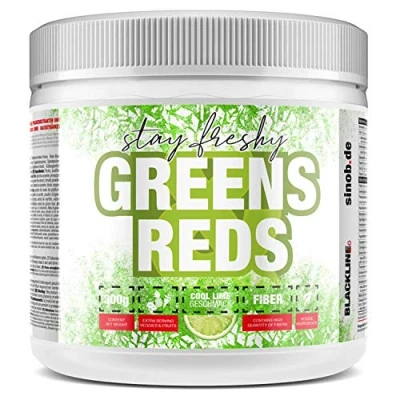 Abbildung von Greens &amp; Reds Super Food Pulver. Vegan Reich an Ballaststoffen. 1 x 300g mit Acai Pulver, Gerstengras Rote Beete Spirulina Chlorella und vieles mehr
