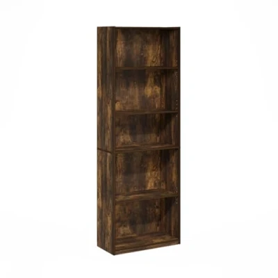 Abbildung von Furinno Gehry 5 stufiges Bücherregal mit verstellbaren Regalen, Bernsteinkiefer