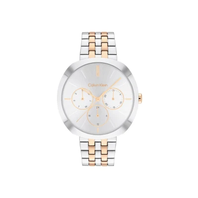 Abbildung von Calvin Klein Chronograph Zweifarbig silber silberweiss, Damen, Größe: One Size, silberweiss