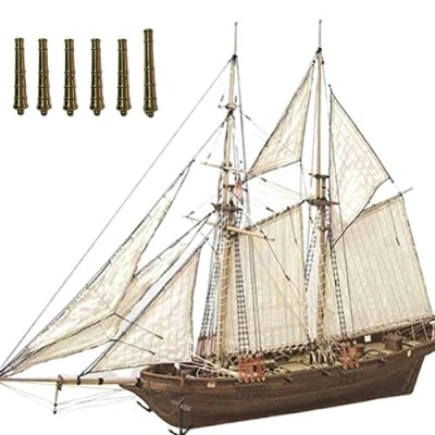 Abbildung von Stecto Modellbausatz Schiff, Segelboot Modell, Holzschiff Modelle DIY Schiffsmodell Kit Schiffbausatz Segelschiff Boot Geschenke Spielzeug für Kinder