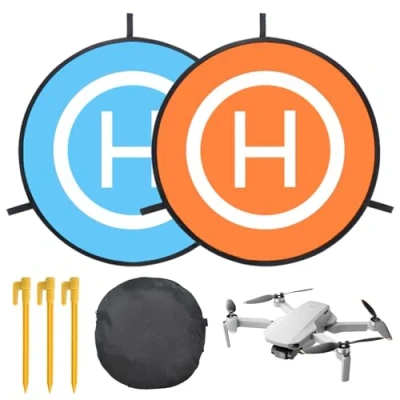 Abbildung von Drone Landing Pad, 55CM/22&#039;&#039; Drohnen Landeplatz, Wasserdichte Faltbare Landung Pads, Landeplatz Zubehör mit Heringen, für DJI Mavic 2 Pro/Zoom/Mavic Pro/Mavic Air 2/Spark/FIMI X8SE/Mavic Mini