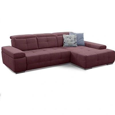 Abbildung von Cavadore Schlafsofa Mistrel mit XL Longchair, Ecksofa leichter Fleckentfernung dank Soft Clean, geeignet für Haushalte Kindern, Haustieren, 273 x 77 173, rot