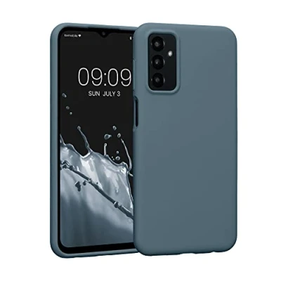 Abbildung von kwmobile Hülle kompatibel mit Samsung Galaxy M23 5G Silikon Handy Case Handyhülle weiche Oberfläche kabelloses Laden Dunkler Schiefer