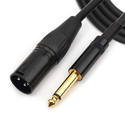 Abbildung von NANYI 6,35 mm (1/4 Zoll) TS Stecker auf XLR Interconnect Audio Mikrofon Kabel, Schwarz/Legierung, Geeignet für Mikrofone, aktive Lautsprecher, Bühne, DJ, Studio Audiokonsole, 5 Meter/16 Fuß