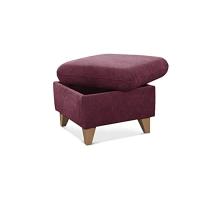 Abbildung von CAVADORE Hocker Lotta / Skandinavischer Stauraumhocker als Beistellhocker oder Fußhocker 58 x 47 Webstoff, Rot, Paris Chianti, Quadratisch