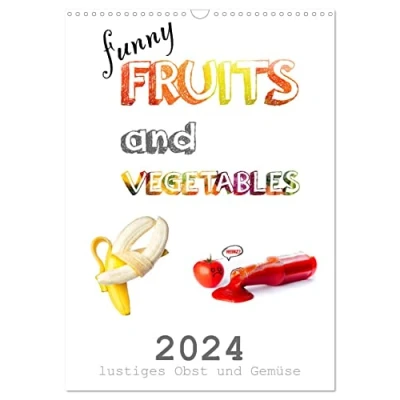 Abbildung von funny FRUITS and VEGETABLES lustiges Obst und Gemüse (Wandkalender 2024 DIN A3 hoch), CALVENDO Monatskalender: zeigen sich von ihrer lustigen Seite. (CALVENDO Lifestyle)