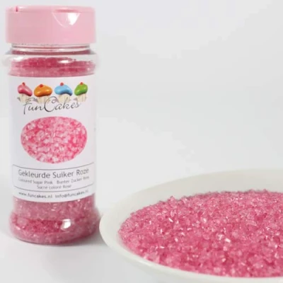 Abbildung von FunCakes Sugar Crystals Rosa: Kuchenstreusel, guter Geschmack, perfekt zum Dekorieren von Kuchen, farbige Zuckerkristalle. 80 g.