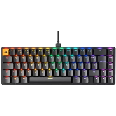 Abbildung von Glorious Gaming GMMK 2 Compact (65%) Mechanisches Keyboard, Aluminiumrahmen, anpassbar, Doubleshot Kappen, Fox Schalter, tastenweise RGB, Spanisch QWERTY Layout Schwarz