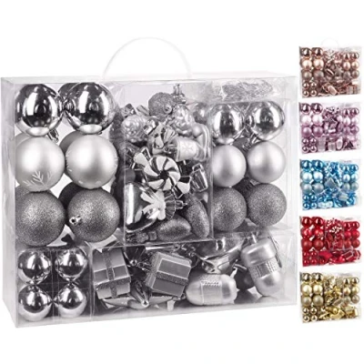 Abbildung von BRUBAKER Weihnachtsbaumkugel 77 teiliges Weihnachtskugel Set, Christbaumschmuck aus Kunststoff, Weihnachtsdekoration Baumkugeln