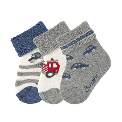 Abbildung von Sterntaler BABYSÖCKCHEN MIT Umschlag Winter 3ERPACK FAHRZ. Socken für Kinder, Größe: 15/16, Silber melange