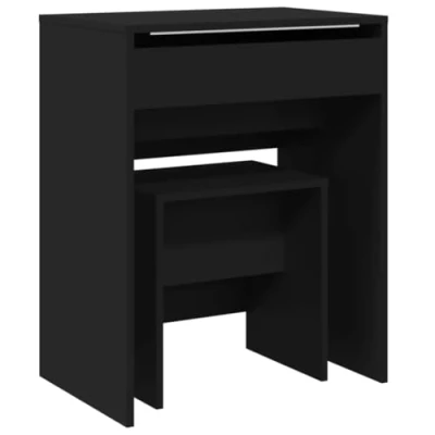 Abbildung von vidaXL Schminktisch, Frisiertisch mit Hocker Spiegel, Kosmetiktisch Stauraum, Frisierkommode für Schlafzimmer, Modern, Schwarz