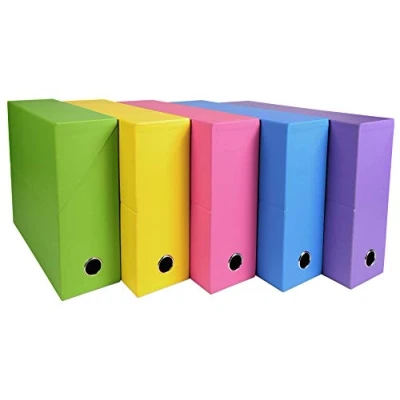 Abbildung von Exacompta 89329E Transferboxen Salsa, robust und strapazierfähig, 24 x 32 cm, ideal für Ihre Dokumente in Format DIN A4, Rücken 90mm) farbig sortiert