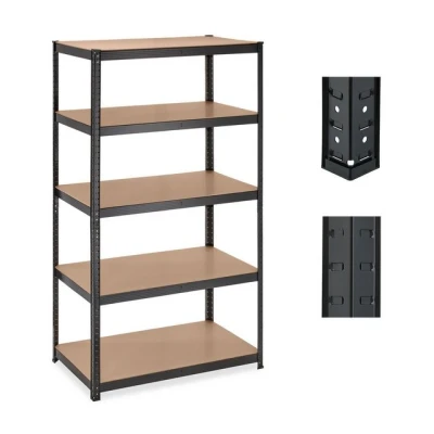 Abbildung von Relaxdays Schwerlastregal, HxBxT: 180x100x60 cm, 1250 kg Traglast, 5 Böden, zum Stecken, Keller, Garage, Stahl, schwarz