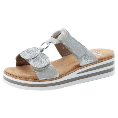 Abbildung von Rieker Pantolette flach, Damen, Größe: 36, Grau Schuhe