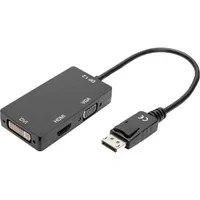 Abbildung von DIGITUS DisplayPort Grafik Adapter, DP zu DVI D + HDMI VGA, 4K Ultra HD 30Hz, Schwarz
