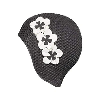 Abbildung von Fashy Badekappe Badehaube 3 Blüten Schwarz Weiß Gummi Luftgefüllt 3119 20