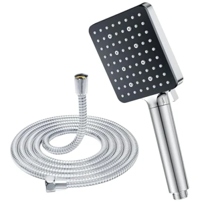 Abbildung von YEAUPE PRO Duschkopf mit Schlauch 1,6 m , Filter Duschbrause,Wassersparender Duschkopf, Hochdruck Handbrause 6 Strahlarten,Quadrat Brausekopf(115*100mm) ,Sparduschkopf Antikalk Funktion, Chrom