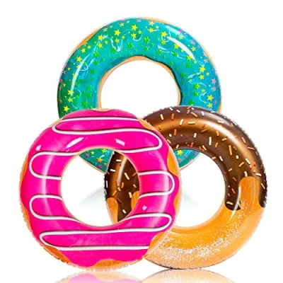 Abbildung von JOYIN 3 Pack Aufblasbarer Donut Schwimmreifen 32.5&quot;/82.55cm, Schwimmring, Sommer Wasser Spielzeug, Schwimmring Luftmatratze für Schwimmbadpartys und Donutpartydekorationen