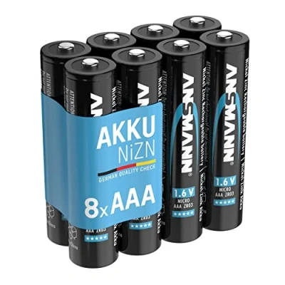 Abbildung von ANSMANN AG Micro NiZn Akku AAA 1,6V 550mAh (900mWh), wiederaufladbare Batterien 8 Stück 550 mAh (1.6 V)