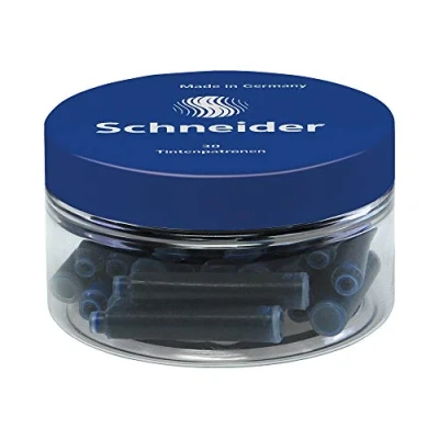 Abbildung von Schneider P006703 Tintenpatronen (Standard Patronen für Füller, löschbar) königsblau, 30 Stück
