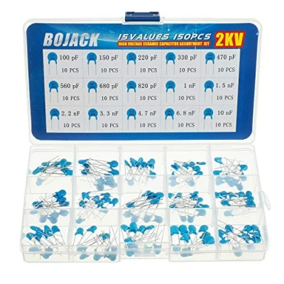 Abbildung von BOJACK 15 Werte 150 Stück 2KV / 100 pF bis 10 nF Hochspannungs DIP Keramikkondensator Sortiments kit