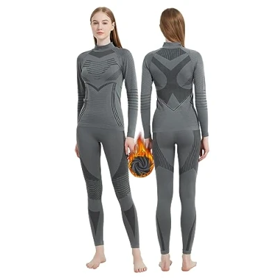 Abbildung von MeetHoo Thermounterwäsche Damen, Funktionsunterwäsche Set Funktionswäsche Thermoaktiv Thermowäsche Base Layer Skiunterwäsche Skifahren Laufen