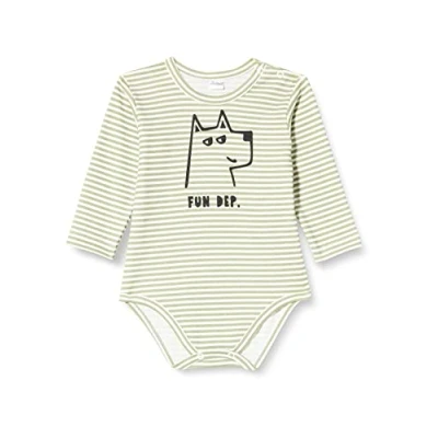 Abbildung von Pinokio Bodysuit Long Sleeve Olivier, 100% Cotton, Ecru Olive Stripes with Dog, Boys 62 92 (74)