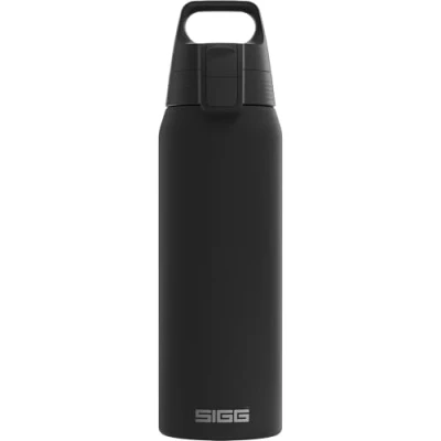Abbildung von SIGG Isolierte Trinkflasche Shield Therm One Black Für kohlensäurehaltige Getränke geeignet Auslaufsicher Spülmaschinenfest BPA frei 90% recycelter Edelstahl Schwarz 0.75L