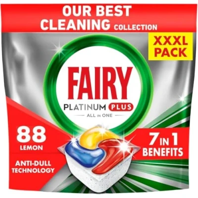 Abbildung von Fairy Platinum Plus Geschirrspüler Tabletten All in One, 88 Stück, Duft Citrin, Glanz und Verhindern Steinbildung