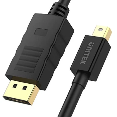 Abbildung von UNITEK Displayport auf mini Kabel, DP 1.2, 3 Meter, Full HD, 2K, 4K, 3D, 3840x2160 und weitere, Verbindungskabel mit vergoldetem Stecker, Schwarz