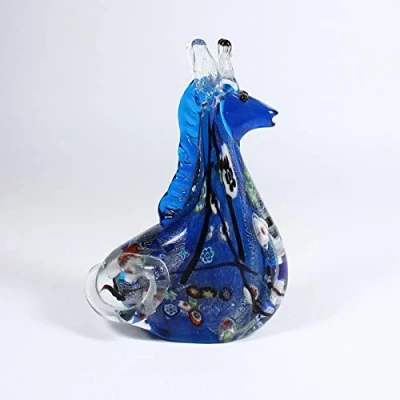 Abbildung von CRISTALICA Glasfigur Seepferd blau Murano Glas 16 cm handgefertigtes Glastier Unikat