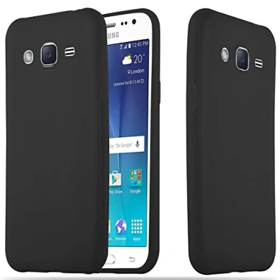 Abbildung von Cadorabo Hülle kompatibel mit Samsung Galaxy J2 2015 Schutzhülle TPU Silikon Case Candy Design Slim Kratzfest Weiche Gummi Rundumschutz für in Schwarz