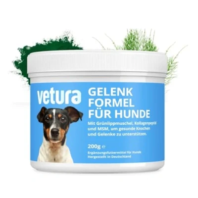 Abbildung von Luckys Box Gelenk Formel für Hunde MSM Pulver Hund, 200g Gelenkpulver mit Grünlippmuschel &amp; Kollagen, hochwertiges Ergänzungsfuttermittel Hunde, hohe Akzeptanz Alternative zu Tabletten