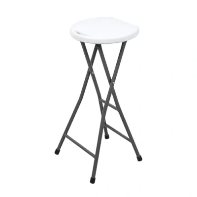 Abbildung von Barhocker klappbar mit Metall Gestell Belastbarkeit 100 kg 70 x 27 cm Tresenhocker faltbar Kunststoff Sitzfläche Barstuhl Stehstuhl für Bar und Tresen ohne Rückenlehne
