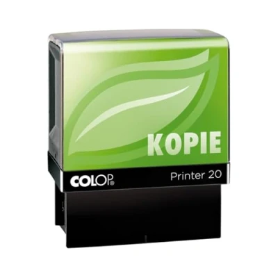 Abbildung von COLOP Textstempel Printer 20 Green Line mit Text Kopie, nachhaltig aus überwiegend recyceltem Kunststoff produziert, 14,10 x 8,30 6,40 cm