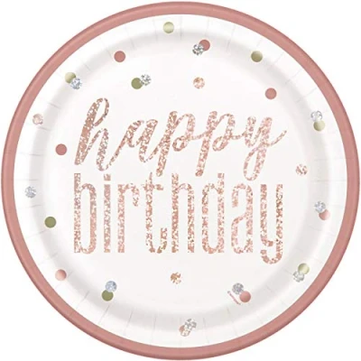 Abbildung von Glitzosengold alles Gute zum Geburtstag 23 cm 8 Stücke