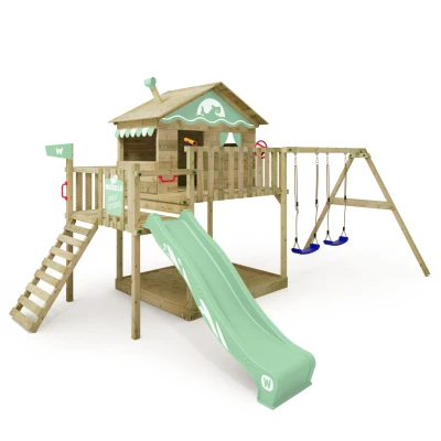 Abbildung von Spielturm Smart Coast mit Schaukel &amp; pastellgrüner Rutsche