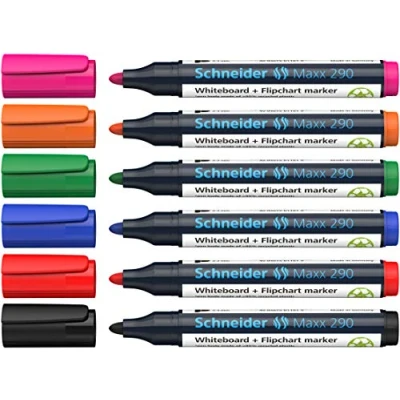 Abbildung von Schneider 6 Maxx 290 Whiteboard und Flipchart Marker farbsortiert Tintenpatrone